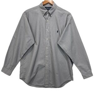 Ralph Lauren Shirt Mens 16 34-35 Yarmouth Oxford Gray Long Sleeve Button Down